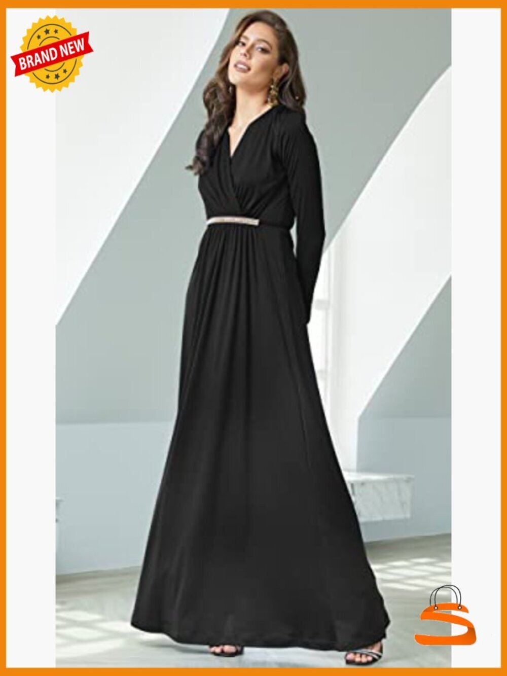 Plus Size Maxi Dress with Long Sleeves Flowy Kaftan - Picture 2 of 5